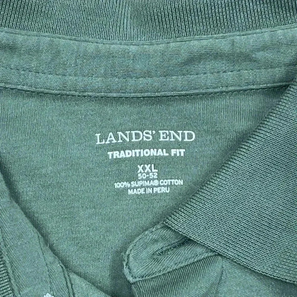 Lands End Shirt Men Size 2XL Green Traditional Fit 100% Supima Polo Long Sleeve - Picture 3 of 9